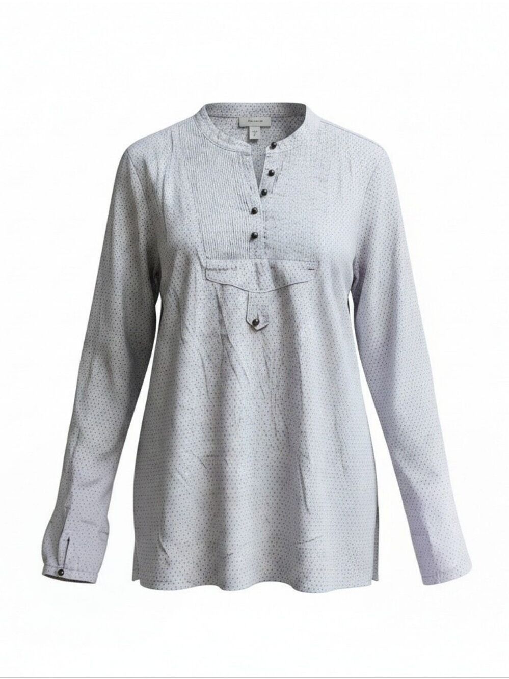 Faconnable White Dot Henley Button-Front Shirt Women's Size Medium Silk/Cotton
